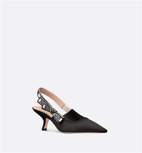 Décolleté slingback J'Adior Raso e cotone ricamati neri 